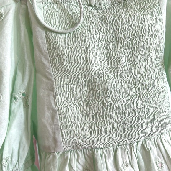 Zara Embroidered Cutout Eyelet Blouse Top Mint Green size XS - Picture 5 of 6